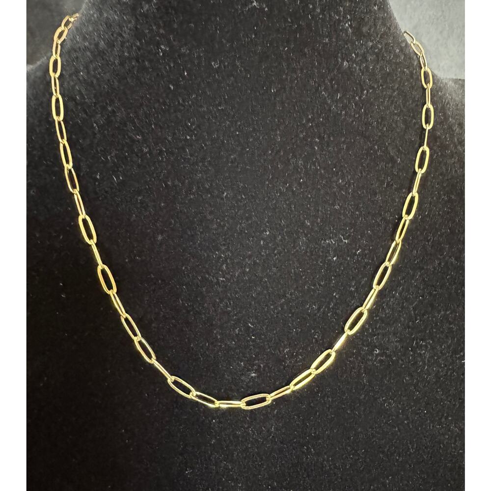 18" Gold Paperclip Chain Necklace – Classic Paper Clip Link Chain, Layering N114